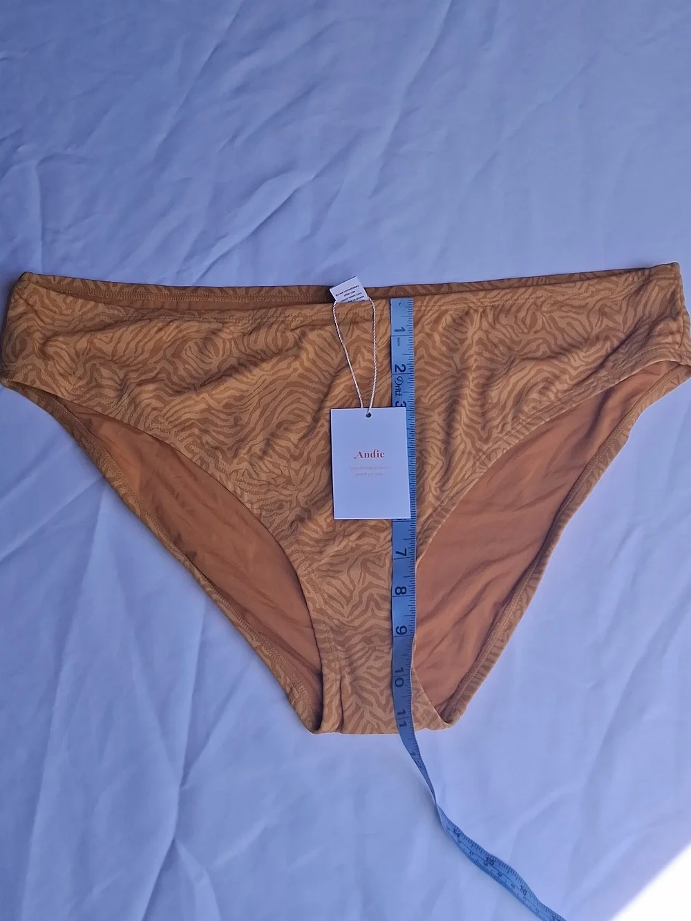 Andie Swim Women's Bikini Bottoms in Mustard Brown Zebra Print XL